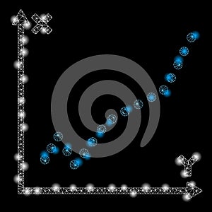 Glossy Mesh Network Function Plot with Light Spots
