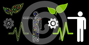 Flare Mesh Carcass Object Analysis Icon with Flare Spots