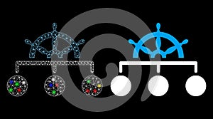 Glossy Mesh Network Rule Structure Icon with Flare Spots