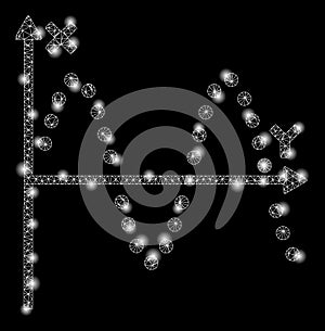 Flare Mesh Wire Frame Sine Plot with Light Spots
