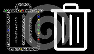 Glossy Mesh Wire Frame Trash Can Icon with Flash Spots