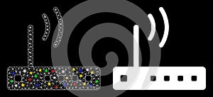 Flare Mesh Network Wi-Fi Modem Icon with Flare Spots