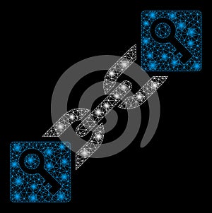 Glossy Mesh Wire Frame Key Blockchain with Flare Spots