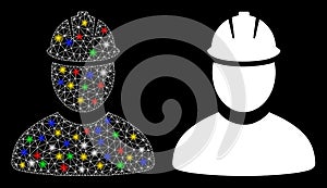 Flare Mesh Wire Frame Worker Icon with Flare Spots