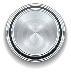 Glossy metal button. Round multimedia control element