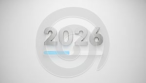 Year 2026 loading progress bar on white background