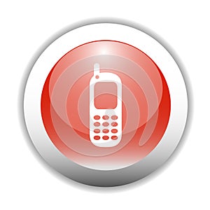 Glossy Mobile Phone Sign Icon