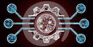 Glossy Net Mesh Digital Machine with Glare Spots