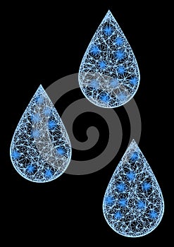 Glossy Net Mesh Water Drops with Glare Spots