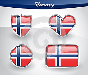 Glossy Norway flag icon set