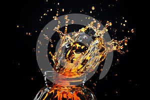 Glossy Oil splash bottle liquid. Generate Ai