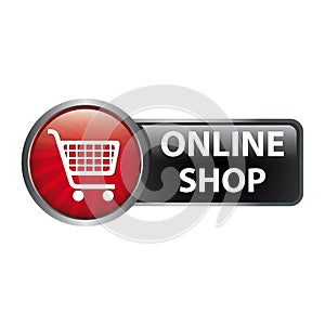 Glossy Online Shop mit Einkaufswagen Icon - Button Label photo