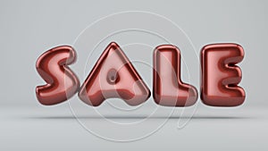 Glossy paint sale. 3D render of bubble font with glint