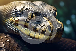 Glossy Phyton snake closeup. Generate Ai