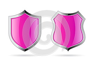 Glossy pink shields vector icon