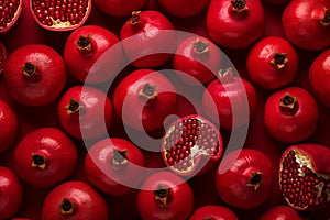 Glossy Pomegranate red ripe background. Generate Ai