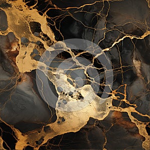 Glossy Portoro Marble Slab Texture Gold