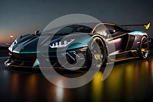 A glossy reality lamborghini aventador supercar render image generative by AI