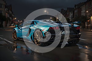 A glossy reality lamborghini aventador supercar render image generative by AI