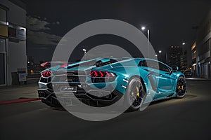 A glossy reality lamborghini aventador supercar render image generative by AI