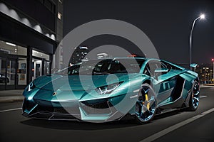 A glossy reality lamborghini aventador supercar render image generative by AI