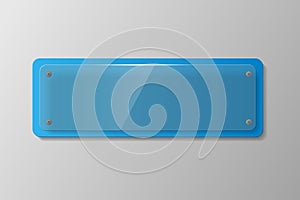 Glossy rectangular blue banner. Vector illustration