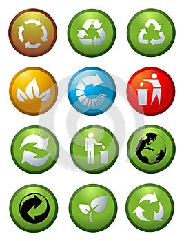 Glossy recycle icons vector