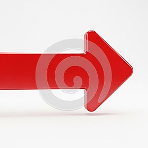 Glossy Red Arrow Pointing to the Right on a White Background direction pointer