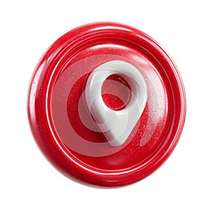 Glossy Red Button with Location Pin Icon