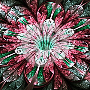 Glossy red and green fractal flower