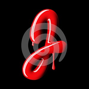 Glossy red letter J uppercase. 3D rendering photo