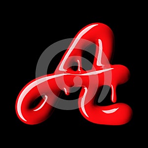 Glossy red letter A uppercase. 3D rendering