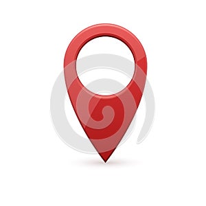 Glossy red realistic modern map pointer. Map pointer 3d pin.