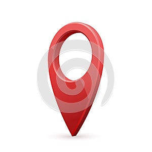 Glossy red realistic modern map pointer. Map pointer 3d pin.