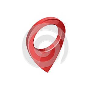 Glossy red realistic modern map pointer. Map pointer 3d pin.