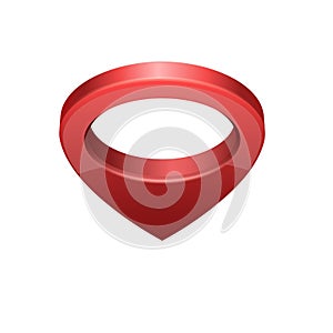 Glossy red realistic modern map pointer. Map pointer 3d pin.