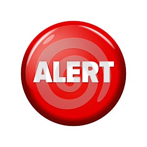 Glossy red round button with word `Alert` photo