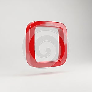 Glossy Red Rounded Square Frame Object on White Background corner