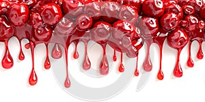 Glossy Red Sweety Jam Dripping on White Surface. Generative ai