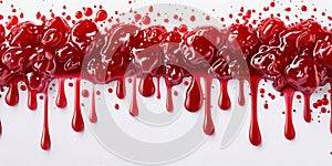 Glossy Red Sweety Jam Dripping on White Surface. Generative ai