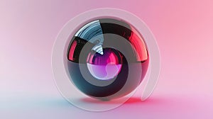 Glossy Reflective Sphere with Pink and Blue Gradient Lighting