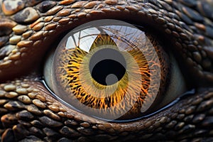 Glossy Reptilian eye closeup. Generate Ai