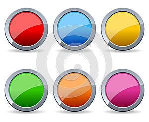 Glossy Round Metal Buttons Set