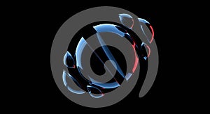 Glossy segmented sphere with abstract red glow