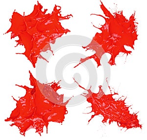 Glossy Shiny Red Paint Splashing