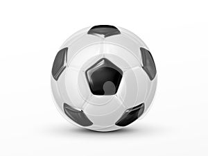 Glossy Soccer Ball isolated on white background. Classic soccer-ball made of black and white polygons