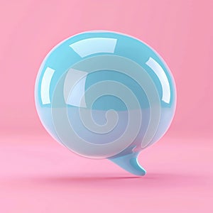 Glossy speech bubble symbol isolated on pink background
