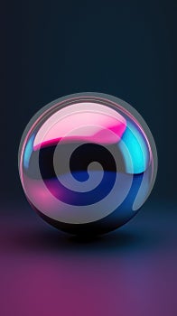 Glossy Sphere Pink Blue Gradient Abstract Background 3D Render