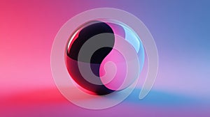 Glossy Sphere with Pink and Blue Gradient Lighting