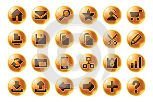 Glossy sphere web and multimedia icons
